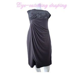 Vintage Dress Barn COLLECTION sequined draped party dress sz 14 dark purple-gray